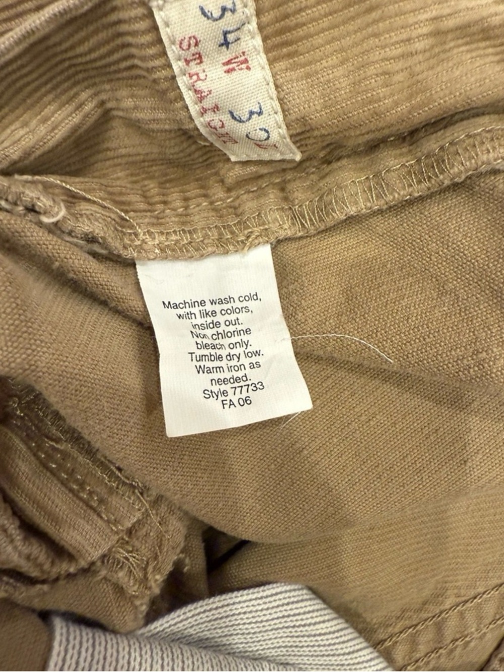 Vtg J. Crew Men’s Tan 34 x 30 Corduroy Straight Vintage Cord - Picture 6 of 10